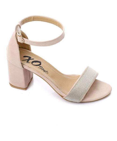 XO Style Faux Leather Heels Sandal For Women - Beige