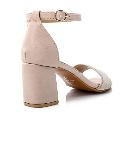 XO Style Faux Leather Heels Sandal For Women - Beige