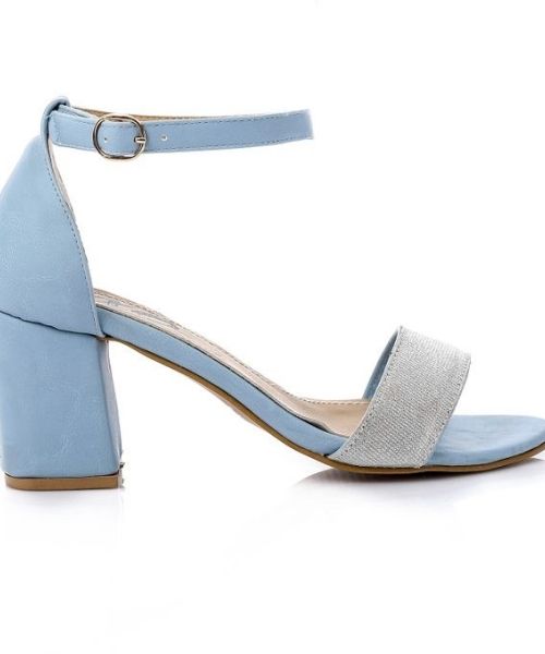 XO Style Faux Leather Heels Sandal For Women - Light Blue