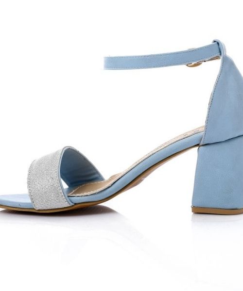 XO Style Faux Leather Heels Sandal For Women - Light Blue