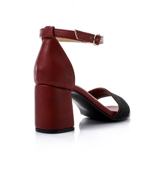 XO Style Faux Leather Heels Sandal For Women - Burgundy