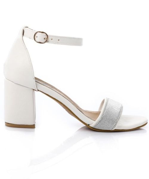 XO Style Faux Leather Heels Sandal For Women - White