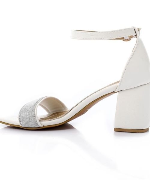 XO Style Faux Leather Heels Sandal For Women - White