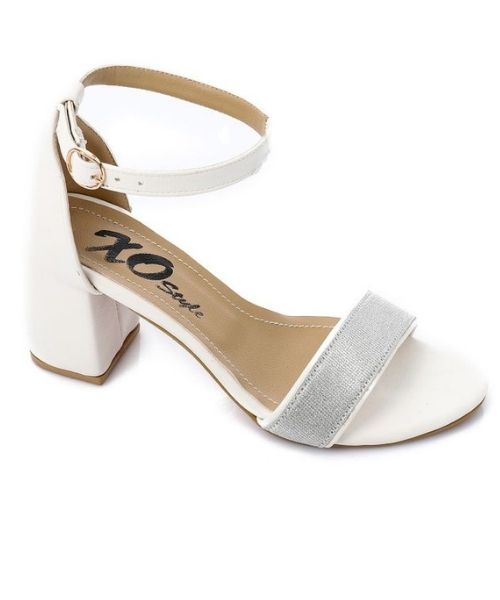 XO Style Faux Leather Heels Sandal For Women - White