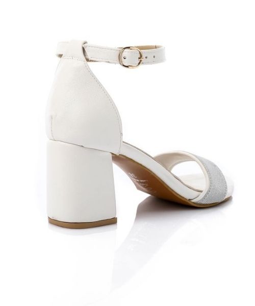 XO Style Faux Leather Heels Sandal For Women - White