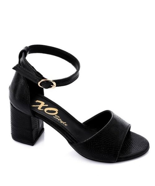 XO Style Faux Leather Heels Sandal For Women - Black