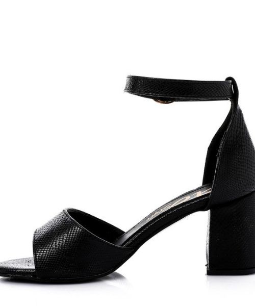 XO Style Faux Leather Heels Sandal For Women - Black