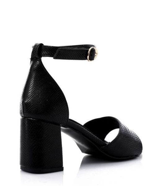 XO Style Faux Leather Heels Sandal For Women - Black