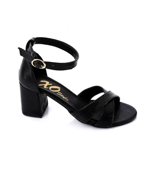 XO Style Faux Leather Heels Sandal For Women - Black