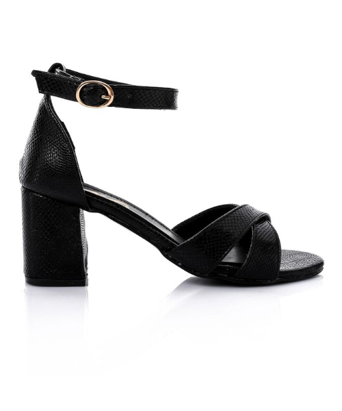 XO Style Faux Leather Heels Sandal For Women - Black