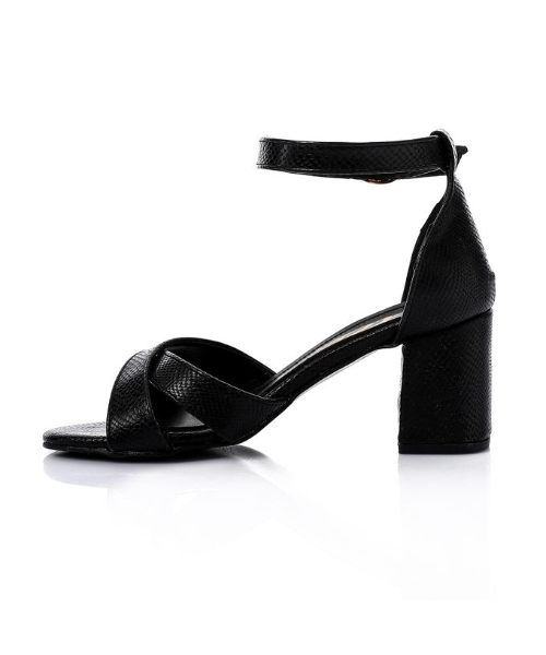 XO Style Faux Leather Heels Sandal For Women - Black