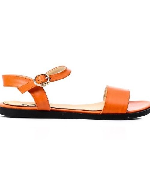 XO Style Faux Leather Flat Sandal For Women - Orange