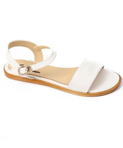 XO Style Faux Leather Flat Sandal For Women - White