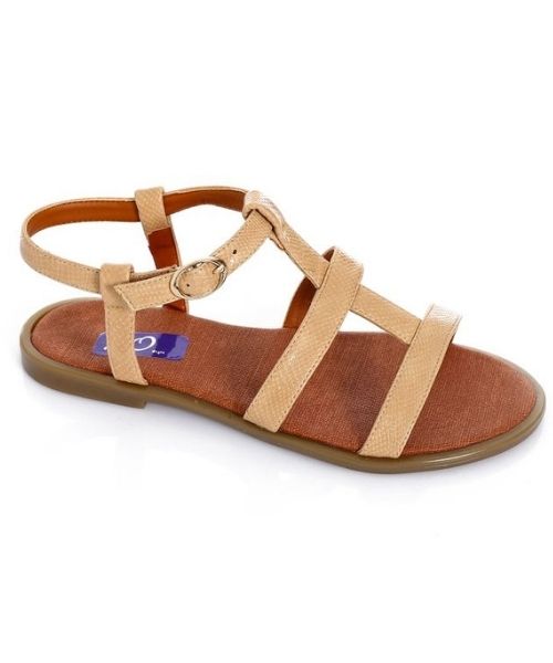 XO Style Faux Leather Flat Sandal For Women - Cafe