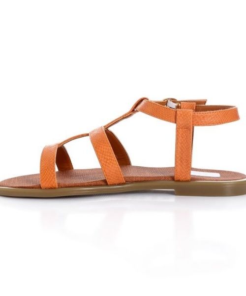 XO Style Faux Leather Flat Sandal For Women - Orange