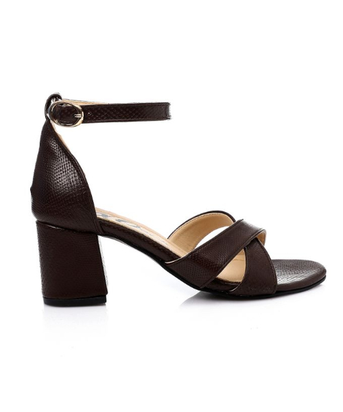 XO Style Faux Leather Heels Sandal For Women - Brown