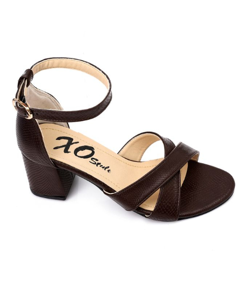 XO Style Faux Leather Heels Sandal For Women - Brown