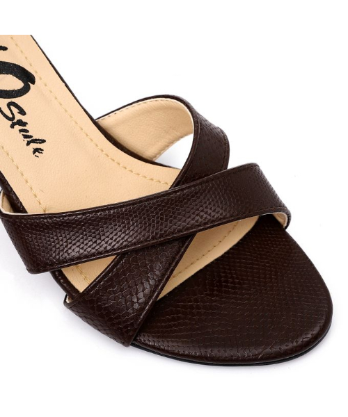 XO Style Faux Leather Heels Sandal For Women - Brown