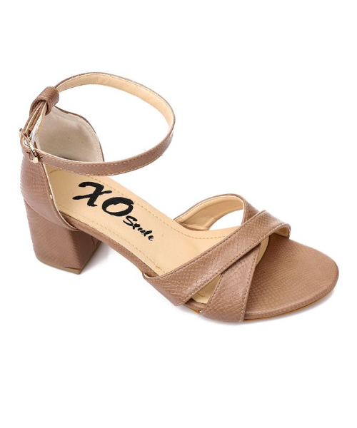 XO Style Faux Leather Heels Sandal For Women - Cafe