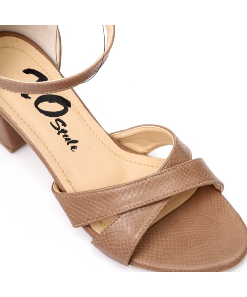 XO Style Faux Leather Heels Sandal For Women - Cafe