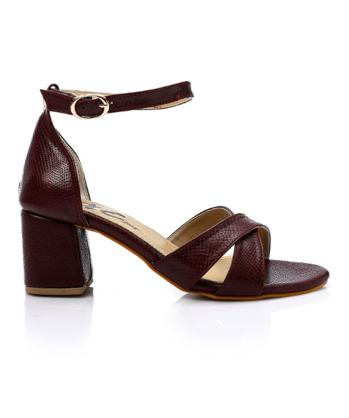 XO Style Faux Leather Heels Sandal For Women - Burgundy