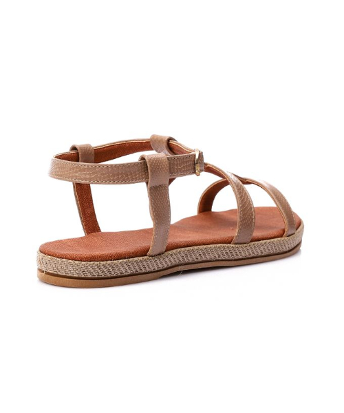 XO Style Faux Leather Flat Sandal For Women - Cafe