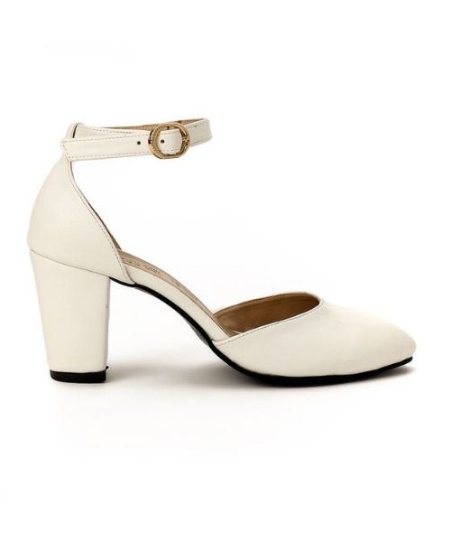 XO Style Faux Leather Heel Shoes For Women - Beige