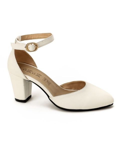 XO Style Faux Leather Heel Shoes For Women - Beige