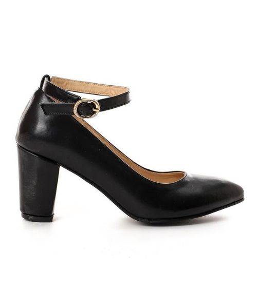 XO Style Faux Leather Heel Shoes For Women - Black