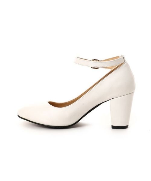 XO Style Faux Leather Heel Shoes For Women - White