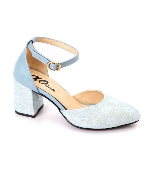 XO Style Faux Leather Heel Shoes For Women - Light Blue