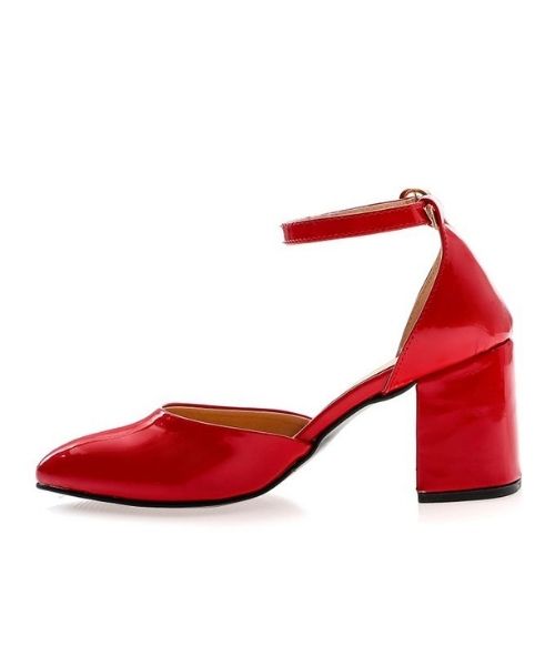 XO Style Faux Leather Heels Shoes For Women - Red