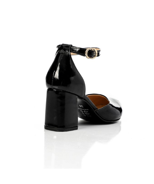 XO Style Faux Leather Heels Shoes For Women - Black