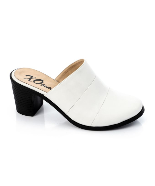 XO Style Faux Leather Heels Sabot For Women - White