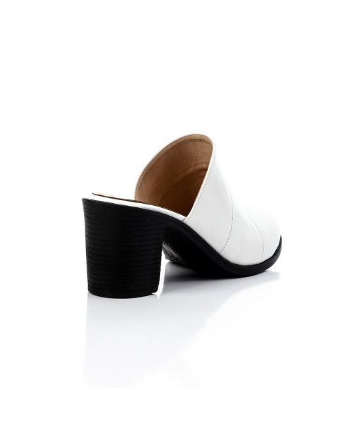 XO Style Faux Leather Heels Sabot For Women - White