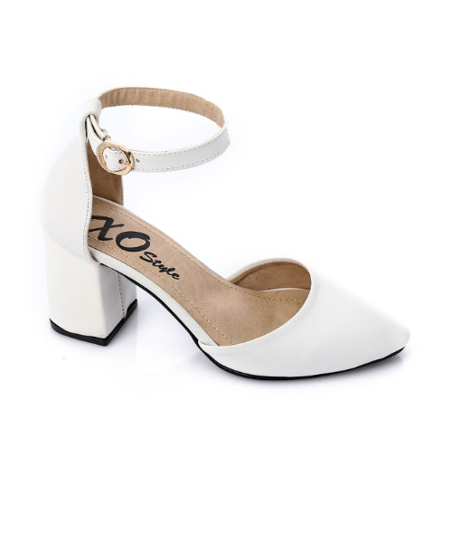 XO Style Faux Leather Heels Shoes For Women - White