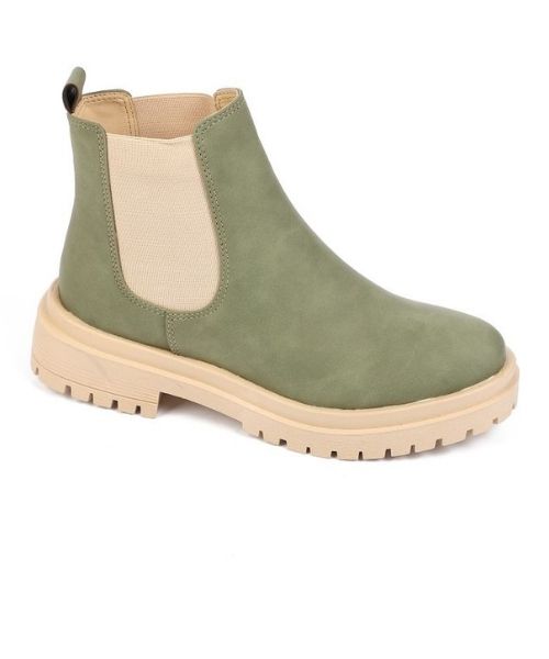 XO Style Solid Half Boot Shamoa For Women - Olive