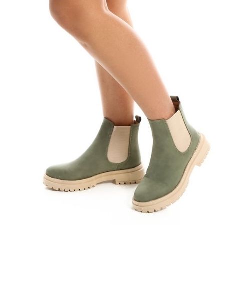 XO Style Solid Half Boot Shamoa For Women - Olive