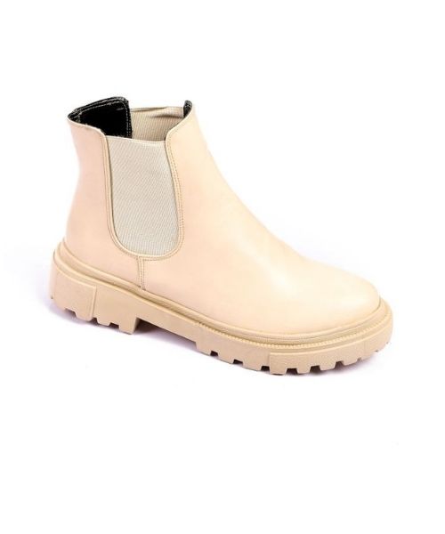 XO Style Solid Half Boot Faux Leather For Women - Beige