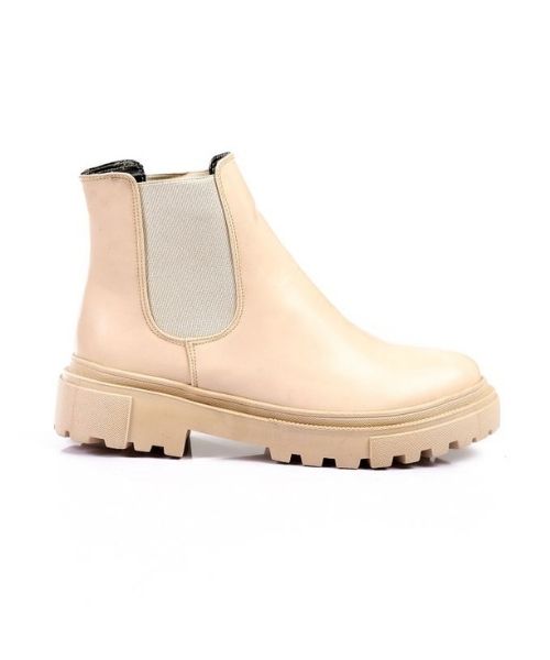 XO Style Solid Half Boot Faux Leather For Women - Beige