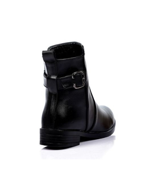 XO Style Solid Half Boot Faux Leather For Women - Black