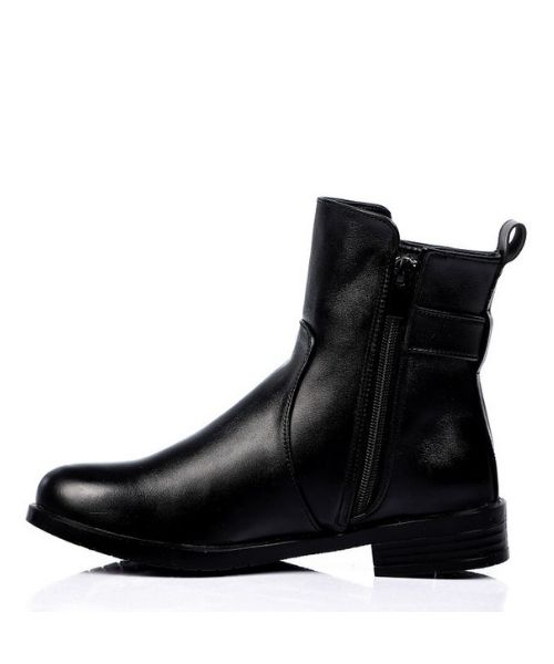 XO Style Solid Half Boot Faux Leather For Women - Black