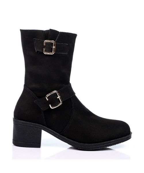 XO Style Solid Half Boot Shamo For Women - Black