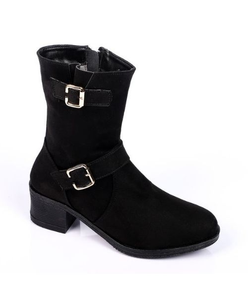 XO Style Solid Half Boot Shamo For Women - Black