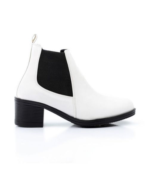 XO Style Solid Half Boot Faux Leather For Women - White