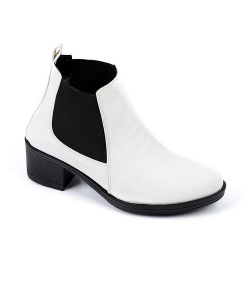 XO Style Solid Half Boot Faux Leather For Women - White