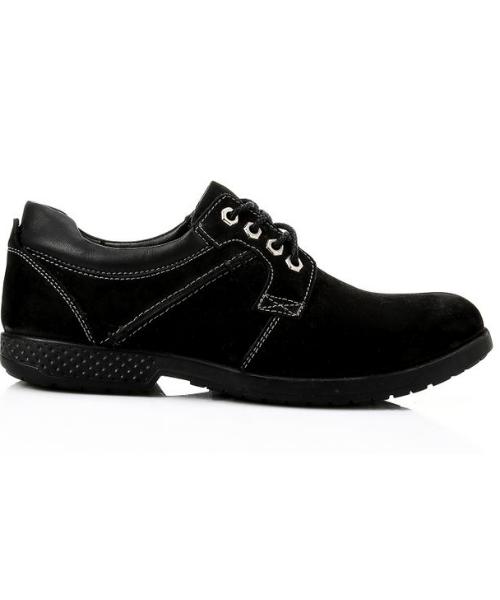 XO Style Solid Flat Shoes Leather For Men - Black