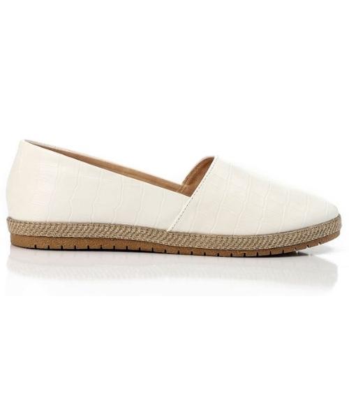 XO Style Patterned Flat Casual Shoes Faux Leather For Women - White