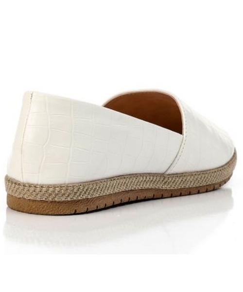 XO Style Patterned Flat Casual Shoes Faux Leather For Women - White