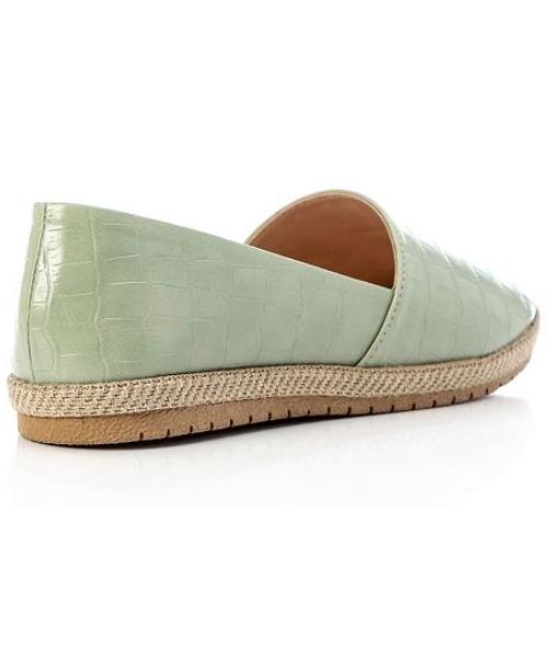 حذاء كاجوال فلات جلد صناعي من اكس او ستايل منقوش للنساء - اخضر مينت